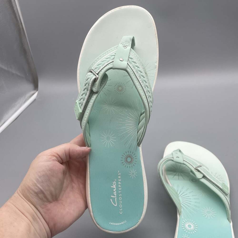 Clarks Women's Cloudsteppers Mint Breeze Sun Sz 12 Cushion soft Adjustable Strap - Picture 9 of 10